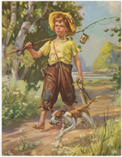 whistling boy dog fishing